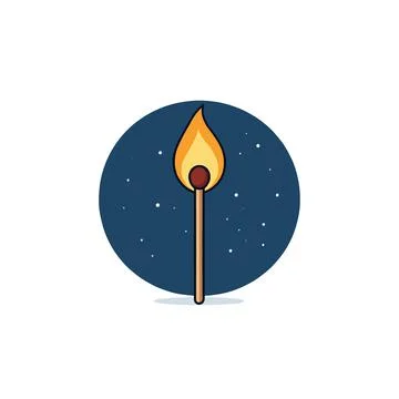 Illuminating the night with a single match flame sparking against a deep bl.. Stock Illustration