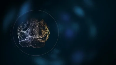 Illuminating particles brain structure, working actively over black background Stock Footage 125962586