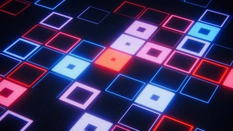 Illuminating pixel grid offering an abstract cyber game display Stock Illustration