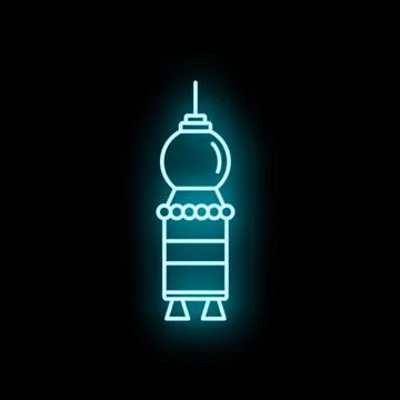 Illuminating a retro space capsule rocket outline Stock Illustration