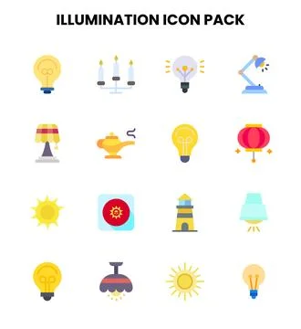 Illumination Flat Bundle Icons Pack Stock Illustration