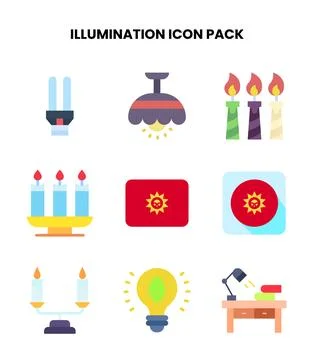 Illumination Flat Bundle Icons Pack Stock Illustration
