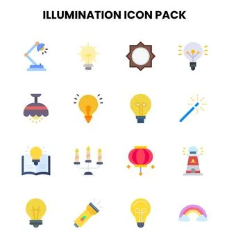 Illumination Flat Design Icons Pack Stock Illustration