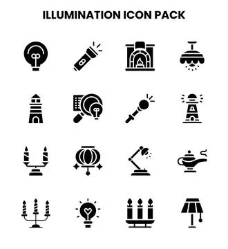 Illumination Glyph Graphics Icons Pack Stock Illustration