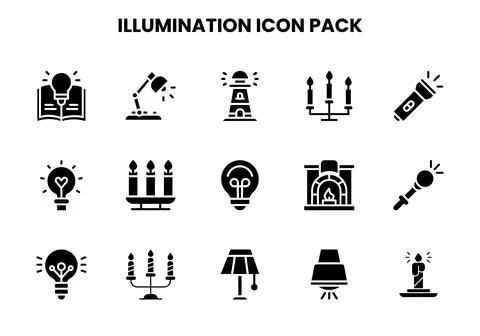 Illumination Glyph Graphics Icons Pack Stock Illustration
