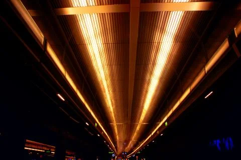 Illumination inside train station Stock Photos