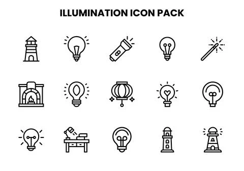Illumination Line Graphics Icons Pack Stock Illustration