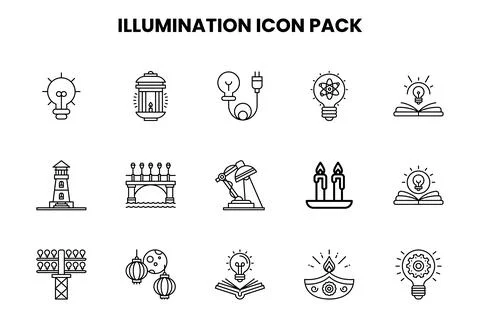 Illumination Line Vector Icons Pack イラスト素材