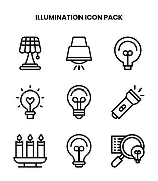 Illumination Line Vector Icons Pack Stock Illustration