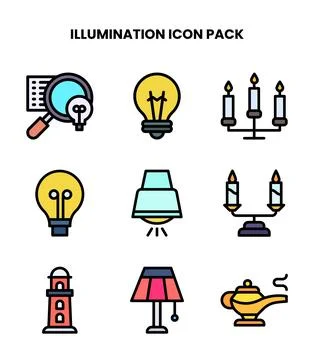 Illumination Lineal Color Bundle Icons Pack Stock Illustration