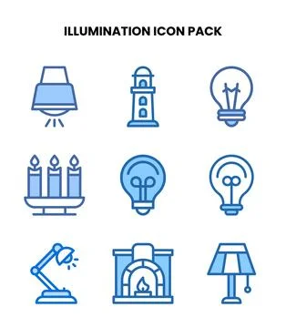 Illumination Two Colour Bundle Icons Pack Stock Illustration