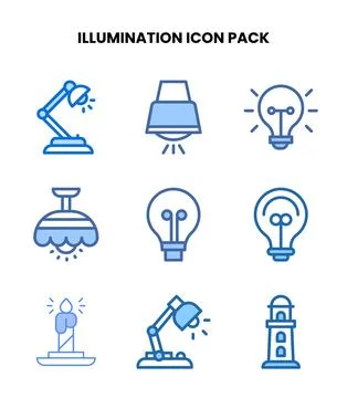 Illumination Two Colour Design Icons Pack Stock Illustration