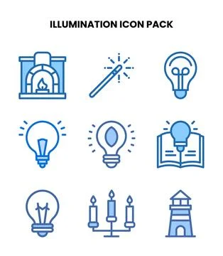 Illumination Two Colour Graphics Icons Pack Stock Illustration