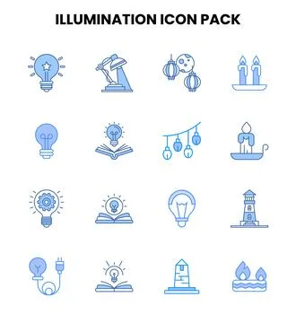 Illumination Two Colour Icons Pack Stock Illustration