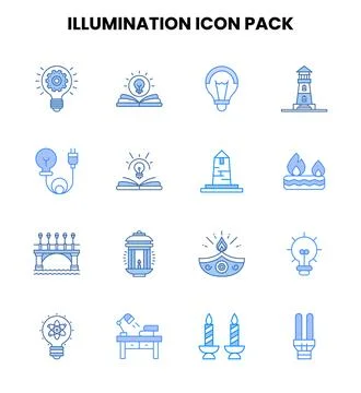 Illumination Two Colour Icons Pack Stock Illustration