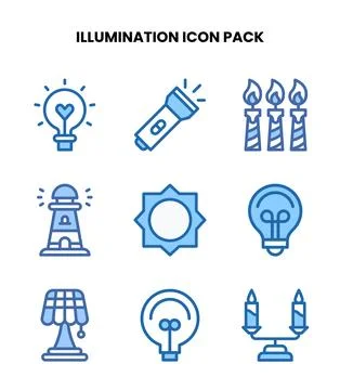 Illumination Two Colour Icons Pack Stock Illustration