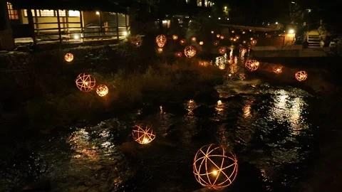 Illuminations in the hot spring town Stock Footage 337745114