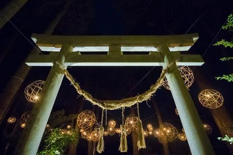 Illuminations in the hot spring town Stock Photos