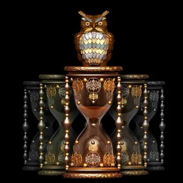 Illusations, art, creative, illustrations owl, hourglass, image, graphic, hourgl Stock Illustration