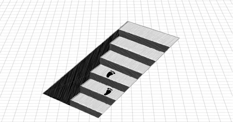 Illusion drawving of the sheet of paper and the ladder with steps Video stock 150783153