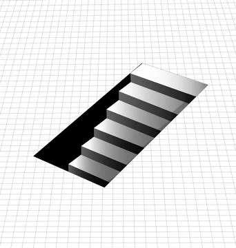 Illusion drawving of the sheet of paper and the ladder Illustrazione stock
