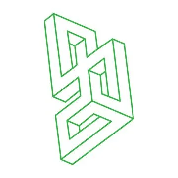 Illusion green shapes. 3d geometry. Optical illusion figures. Sacred geometry Stock Illustration