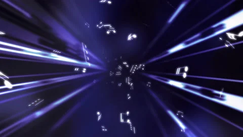 The illusion of movement between flying musical notes Stock-Footage 136860548
