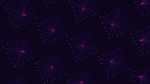 Illusion neon cubes pattern in rows with neon dots on dark gradient 스톡 동영상 240296519