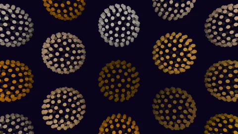 Illusion neon spheres pattern in rows with neon dots on dark gradient 스톡 동영상 240300153