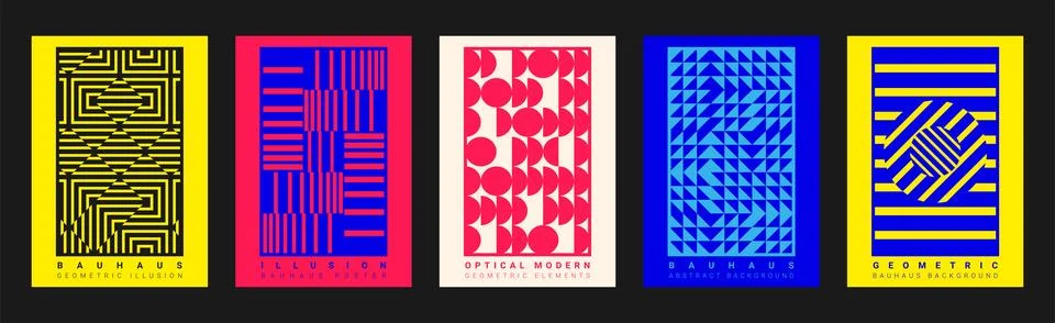 Illusion poster. Optical type. Geometric line abstract layout. Creative forms Stock Illustration