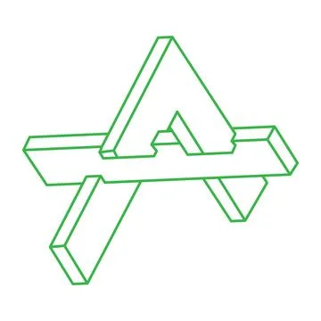 Illusion shape. 3d geometry object. Logo. Optical illusion figure. Sacred Illustrazione stock