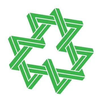 Illusion shape. 3d geometry. Optical illusion figure. Sacred geometry logo. Illustrazione stock