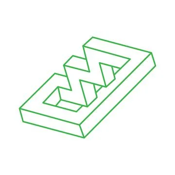Illusion shapes. 3d geometry logo. Optical illusion figure. Sacred geometry. Ilustración de archivo