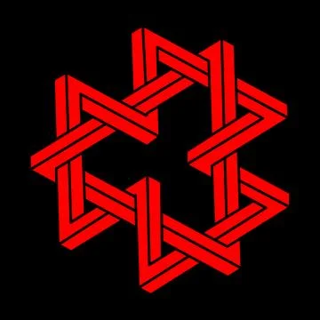 Illusion shapes. 3d geometry object. Optical illusion figure. Sacred geometry Illustrazione stock