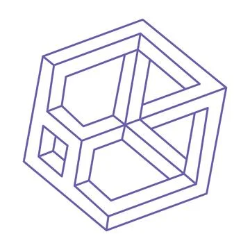 Illusion shapes. 3d geometry objects. Logo. Optical illusion figure. Sacred Illustrazione stock