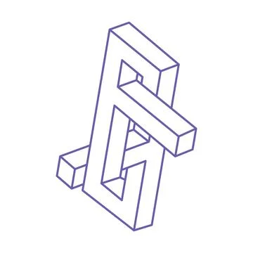 Illusion shapes. 3d geometry objects. Logo in trendy 2022 Very Peri color 库存插图