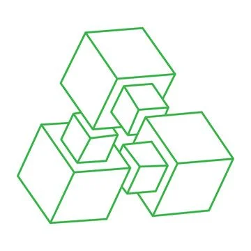 Illusion shapes. 3d geometry objects. Optical illusion figure. Sacred geometry Illustrazione stock