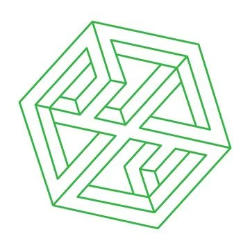 Illusion shapes. 3d geometry objects. Optical illusion figures. Sacred geometry Illustrazione stock