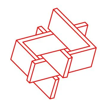 Illusion shapes. 3d geometry. Optical illusion figure. Sacred geometry. Logo. Illustrazione stock