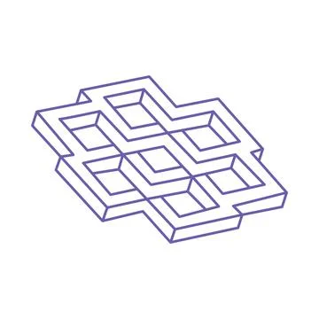 Illusion shapes. 3d geometry. Optical illusion figures. Sacred geometry logo Illustrazione stock