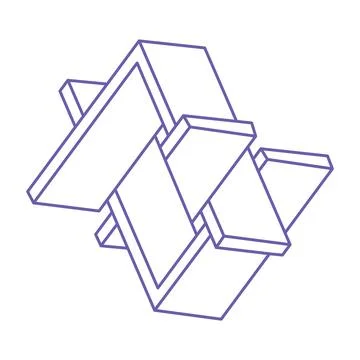 Illusion shapes. 3d geometry. Optical illusion figures. Sacred geometry tattoo Stock Illustration