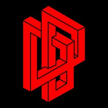 Illusion shapes. 3d geometry. Optical illusion figure. Sacred geometry logo. Illustrazione stock