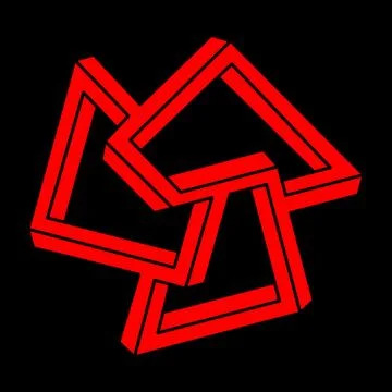 Illusion shapes. 3d geometry. Optical illusion figure. Sacred geometry logo. Illustrazione stock