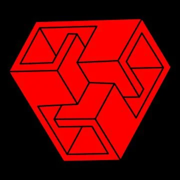 Illusion shapes. 3d geometry. Optical illusion figures. Sacred geometry. Logo. Illustrazione stock