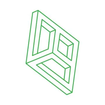Illusion shapes. 3d geometry. Optical illusion green figure. Sacred geometry 스톡 일러스트
