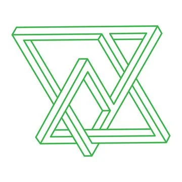 Illusion shapes. 3d geometry. Optical illusion figures. Sacred geometry object Illustrazione stock