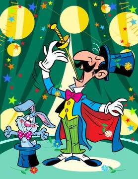 Illusionist and rabbit Stock Illustration