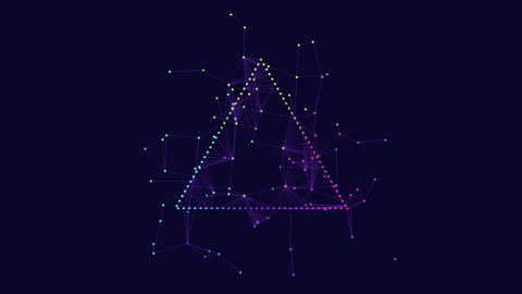 Illusory 3d triangle formed by lines and dots Stock Footage 289204472