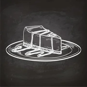 Illusrtation of cheesecake on chalkboard. Stock Illustration