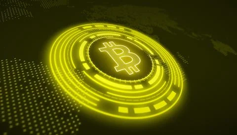 Illustation of bitcoin logo in yellow Stock Illustration